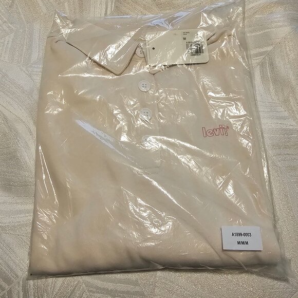!!!NWT!!! Men’s Levi’s Cream Long Sleeve Polo Sweater, Medium - Picture 10 of 11
